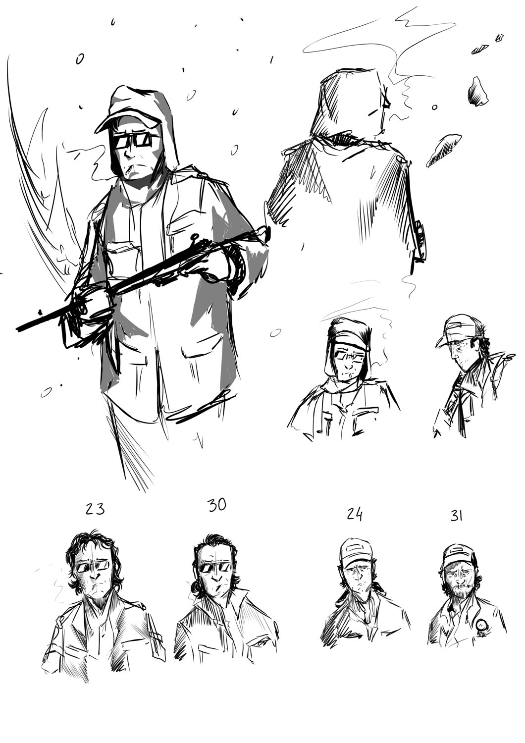 Work in progress, from sketch to final